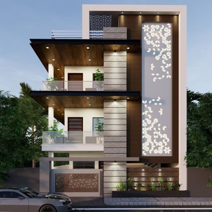 Desain rumah memanjang tampak depan