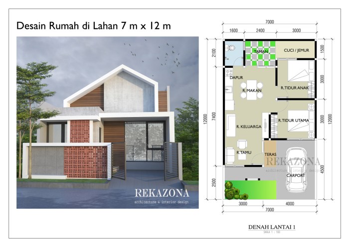 Desain rumah luas tanah 7 5x12