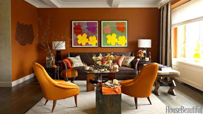 Orange wandfarbe wohnzimmer