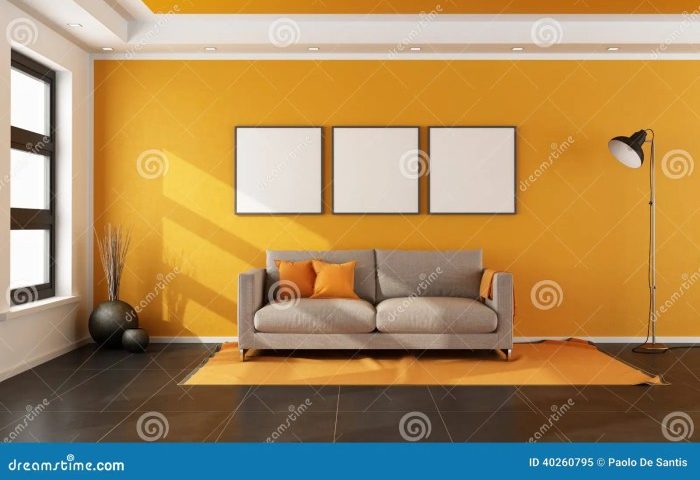 Orange wand wohnzimmer