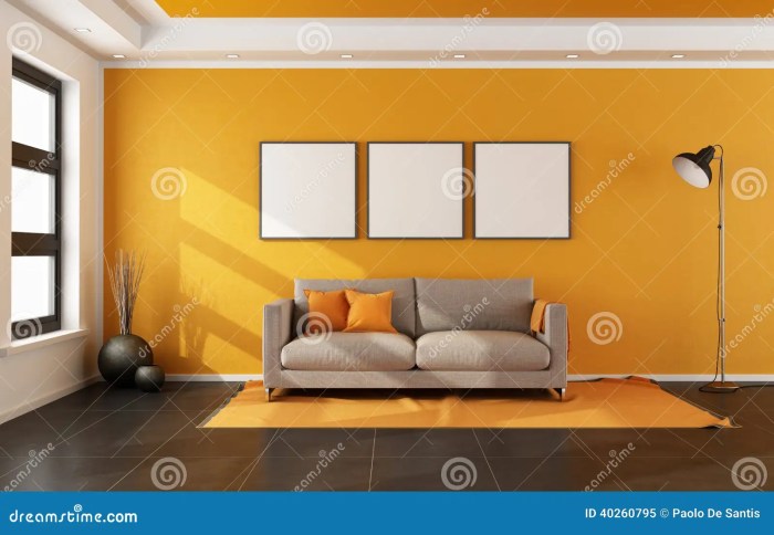 Orange wand wohnzimmer