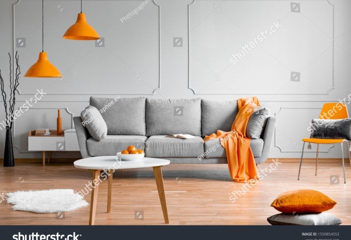 Orange grau wohnzimmer