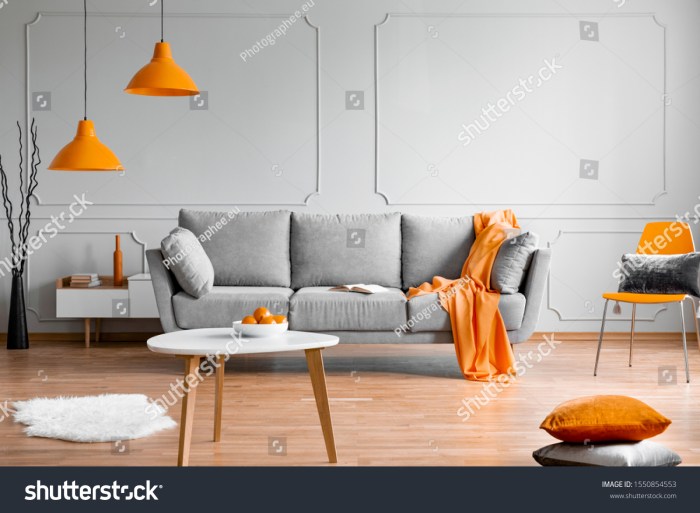 Orange grau wohnzimmer